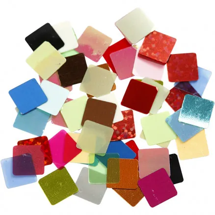 Paillettenmosaik, sortierte Farben, Größe 10x10 mm, 250 g/ 1 Stk.